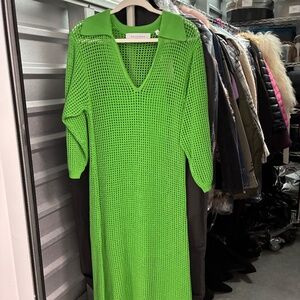 Equipment Green Mesh Polo Dress with Slipdress Midi